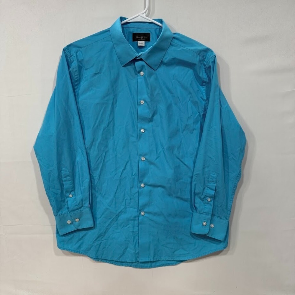 Vintage David Taylor Dress Shirt‎ Mens 16.5 32/33 Blue Long Sleeve Button U